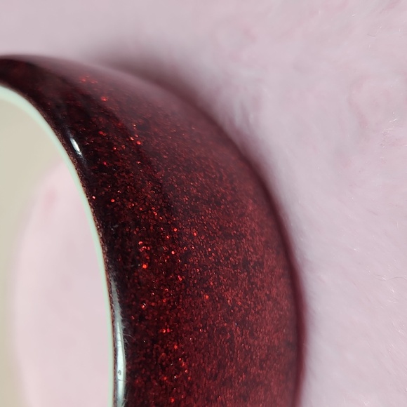 Vintage Deep Red Glitter Acrylic Sparkle Wide Thick Bangle - Picture 4 of 4